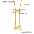 Long titanium steel snake chain sweater necklace with gold tassels and bead pendant - Gold