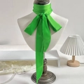 Elegant 2-meter bright green satin silk scarf tied as a bow for hair or handbag accessory - 190*5cm / Green