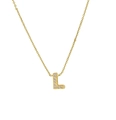 18k gold plated necklace with micro-paved zircon letter L pendant for women - L