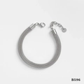 Silver stainless steel mesh bracelet with lobster clasp and adjustable extension chain - Silver Mesh Weave Stainless Steel Bracelet (B596)
