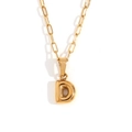 Collana a catena a graffetta placcata oro 18K con mini pendente a lettera D bolla - Oro-D