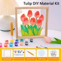 DIY Tulip Painting Kit with solid wood frame and glass paints for home decor crafts - Tulip Style 15x15cm