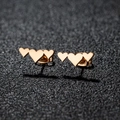 Elegant gold heart stud earrings for women featuring three graduated heart shapes - 099 Triple Heart / Rose Gold