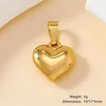 Colgante de corazón en acero inoxidable dorado pulido de 16x17mm con un peso de 5g - Corazón Grueso-248