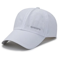 Weiße schnelltrocknende Sport-Baseballkappe mit atmungsaktivem Mesh-Gewebe - Verstellbar / Weiß