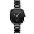 Hannah Martin square mesh band quartz watch in matte black and rose gold finish - All Black Link