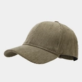 Olive green corduroy baseball cap with a curved brim in a vintage minimalist style - Army Green