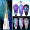 XEIJAYI 10ml cat eye nail polish gel 006 showing natural and dark flashy starlight effect - LC Magic Galaxy Cat Eye 06