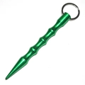 Green aluminum kubotan keychain with ergonomic wave grip for personal protection - Pointed Head Solid Green