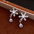 Elegant 18k gold plated snowflake earrings featuring sparkling zircons and water drop stones - 46# Silver Needle - Silver - Snowflake