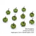 Set of 10 mini dark green pumpkins with white spots for creative Halloween decorations - Small Pumpkin (Dark Green) 10PCS