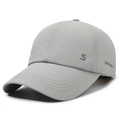 Quick-dry grey baseball cap with printed letter S for casual outdoor sun protection - Adjustable / Light Gray
