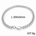 Silbernes Panzerarmband aus Titanstahl mit Karabinerverschluss, 200x5mm Größe, 9g Gewicht - Stil B 5mm 200mm(KB165906-ZZ)