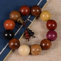 Multi-wood bead bracelet featuring mixed colorful timber grains and lucky gourd charms - Multicolor (20mm*12 Beads Premium Gourd)