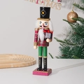 25cm wooden Christmas nutcracker soldier puppet in red and green festive outfit - Red Soldier With Gift