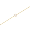 Bracciale a catena a sfere placcato oro 18K con un diamante bianco scintillante a castone - Stile Perlina Rotonda / Oro