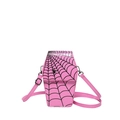 Borsa a tracolla rosa a forma di bara con motivi a ragnatela e tracolla regolabile - Rosa