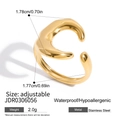 Adjustable golden irregular stainless steel ring with waterproof and hypoallergenic design - Irregular Moon Style (JDR0306056) / Gold