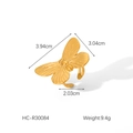 Vista dettagliata dell'anello a farfalla dorato con misure 3,94cm e peso di 9,4g - Anello a Farfalla Traforato (HC-R30084)