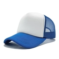 Classic blue and white mesh trucker hat with breathable plastic netting and curved visor - One Size(56-58cm) / Upgraded Royal Blue