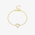 Minimalist gold-plated s925 silver bracelet featuring a hollow heart set with zircon stones - Bracelet / 18K Gold