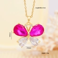 Golden butterfly necklace with pink and white cubic zirconia pendant on a thin chain - Pink & White Butterfly