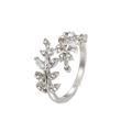 Silver olive branch ring featuring sparkling cubic zirconia leaves for a nature-inspired look - Olive Branch Micro-set Style - Silver