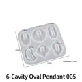 Translucent waterdrop resin silicone mold for DIY earring jewelry making, 11x12cm size - 6-Cavity Oval Pendant (3385) / Translucent White