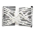 Black magic hair comb with white faux pearl beads for messy bun styling hair accessory - White Pearl