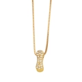 Gold plated initial necklace with peanut shaped pendant and pavé cubic zirconia - Letter I