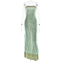 Robe de soirée verte à paillettes sans manches avec ourlet en tulle et dos nu - S / Vert