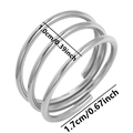 Detaillierte Größentabelle des 304 Edelstahl-Dreischichtrings mit Breite und Durchmesser - Silber
