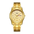 Men's luxury gold stainless steel quartz watch with champagne Roman numeral dial - 980 All Gold