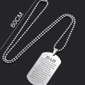Polished stainless steel men's military tag necklace with 60cm chain and engraved poem - 60CM Bead Chain / Silver