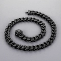 Black 11mm titanium steel Cuban link chain with a polished finish and round snap clasp - Black (Smooth Clasp) / 65cm