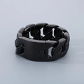 Polished black stainless steel chunky chain bracelet with a rectangular metal plate - Bracelet 22cm / 31mm Black Polished