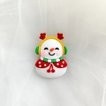 Cute white snowman cake topper made of soft clay for colorful Christmas decorations - Snowman