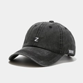 Detaillierte Z- und 1999-Stickerei auf der gewaschenen dunkelgrauen Denim-Baseballkappe - Verstellbar / Schwarz