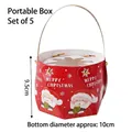 Red Christmas handle gift box with Santa Claus patterns and Merry Christmas text - Rotating Handheld Box Santa Claus 5 Sets