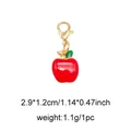 Red enamel apple charm with gold lobster clasp for bags and shoes accessories - Apple