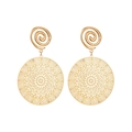 Goldene Ohrringe mit Spiraldesign und großen runden Anhängern aus Filigran-Hohlmuster - Spiral-Filigran-Hohlstil (E883-A-EX)