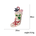 Broche chaussette de Noël avec strass et ours en émail, hauteur 48mm, poids 10,4g - Chaussette de Noël Ours (2546)