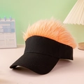 Cappellino da baseball nero creativo con finti capelli arancioni per divertimento - Nero+Capelli Arancioni