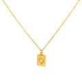 Gold plated square pendant necklace with sparkling zircon initial letter O detail - Letter O(S-N150-O)