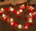 Romantic heart-shaped red and white rose LED string lights for bedroom decoration - Red + White + Pink Rose