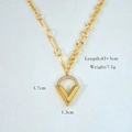 Detail view of gold V-pendant necklace with crystals including 45+5cm length and weight specs - V Shape with Rhinestones