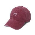 Vintage gewaschene burgunderrote Baseballkappe mit weißem 77-Stick und 6-Panel-Struktur - 58cm / Burgunderrot