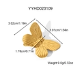 Elegante pinza para el pelo de mariposa dorada de acero inoxidable con alas grabadas - Forma de Mariposa (YYHD023109)