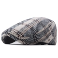 Klassieke geruite herenpet in grijs en beige wolmix voor de herfst- en wintermode - Beige