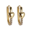 Élégantes boucles d'oreilles cœur plaquées or 18 carats avec zircons pour femmes - Boucles d'Oreilles Coeur en Or avec Zircone